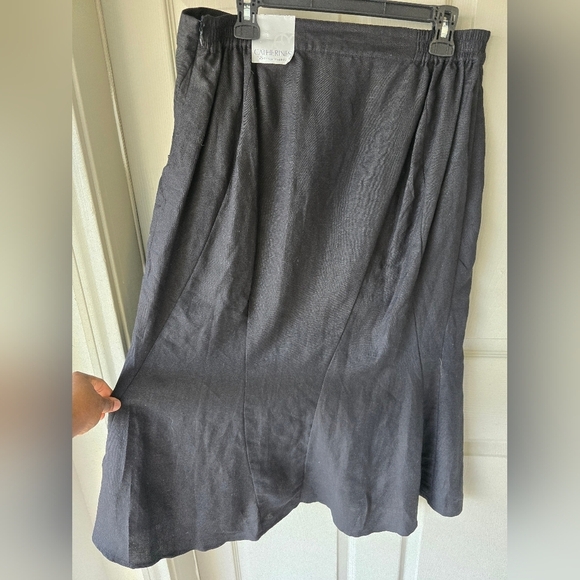Catherines Skirt Womens 0X Black Linen Blend A- line Flare New - Picture 10 of 11